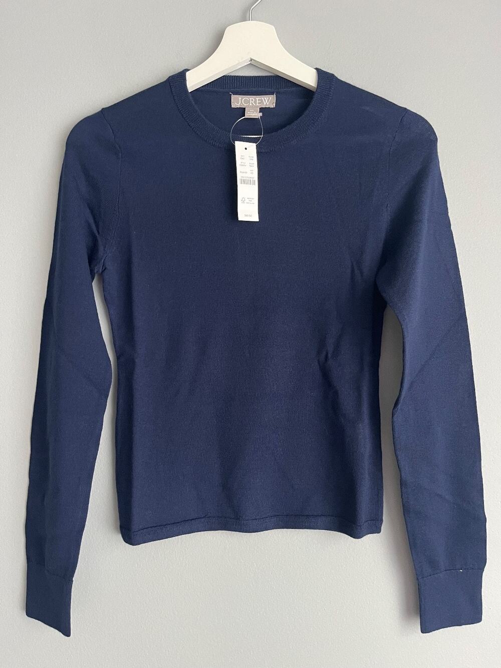 J.Crew NWT $89.50 Women's Carolyn Merino Wool Crewneck Sweater XS Navy CB924